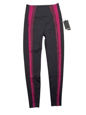 Lanston Sport Jasper Stripe Legging Black With Pink & Purple Accents Size S High